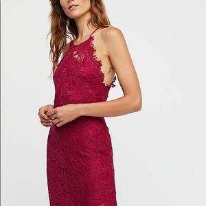 Free People High Neck Lace Slip Dress